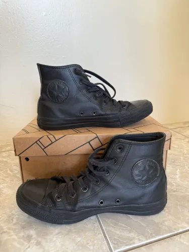 All Star Cano Alto Couro Preto - Tam 37