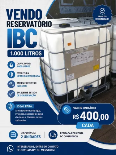 Vende de reservatórios de 1 mil litros