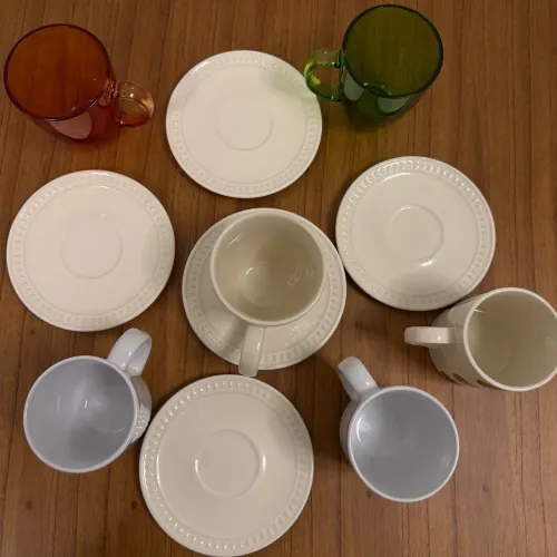 Conjunto de xícaras e pires de cerâmica porto brasil