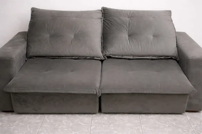 Sofá Retrátil Reclinável / Suede Velut Cinza