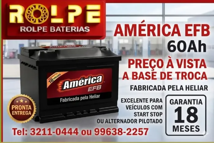Bateria Carro América EFB 60Ah C/ Garantia 18 Meses (Linha Heliar)