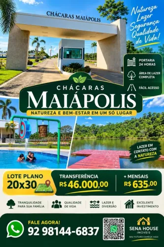 Lote plano 20x30 Chácaras Maiapolis, transferência R$ 46 mil + 79 parcelas R$ 635