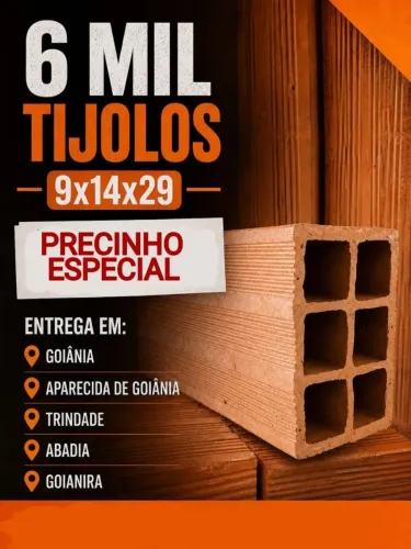 Entregamos tijolo 9x14x29 a partir de 4 mil