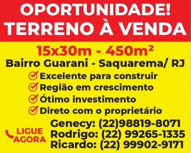 Terreno 450m² à Venda em Saquarema - Guarani