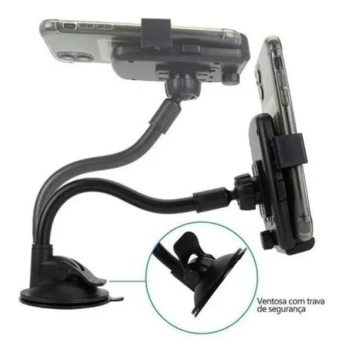 Suporte De Celular Gps Carro Smartphone Parabrisa Articulado