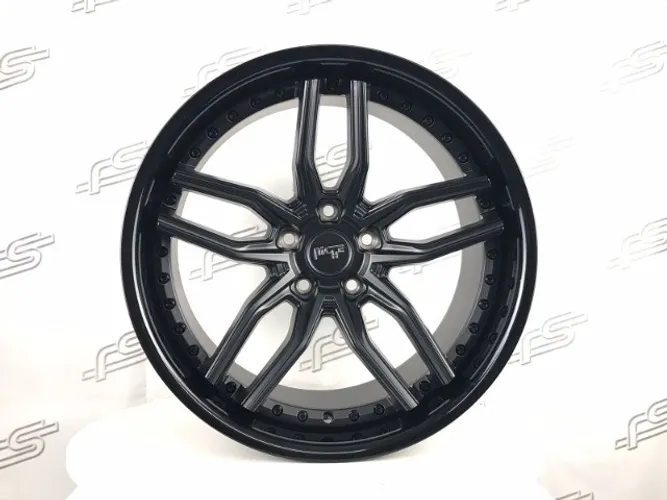 Jogo De Rodas Niche Metheus Preto Semi-Brilho C/ Borda Brilhante 5x120 - 20x9 e 20x10,5