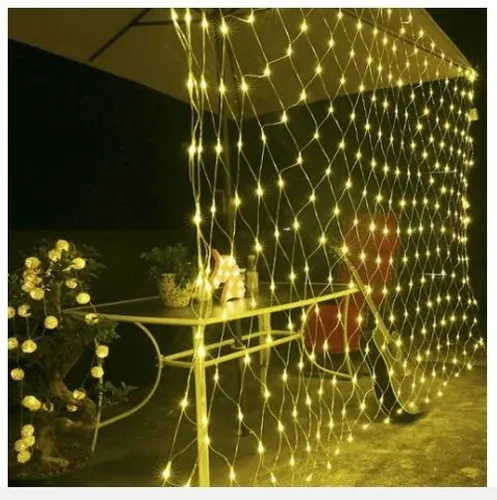 Rede De Led Branco Quente 3m X 3m 8 Funções Pìsca 110v 