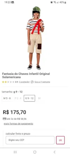 Fantasia Chaves Tamanho G Sulamericana