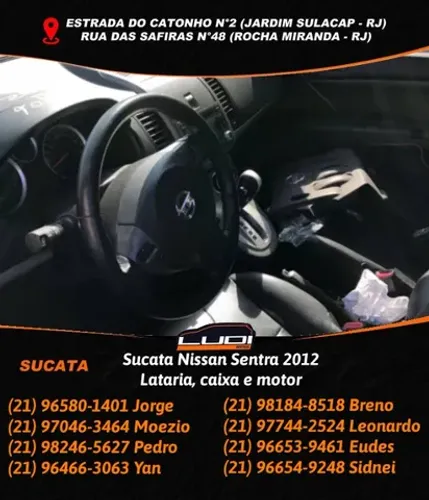 Sucata Nissan Sentra 2012 Lataria, caixa e motor