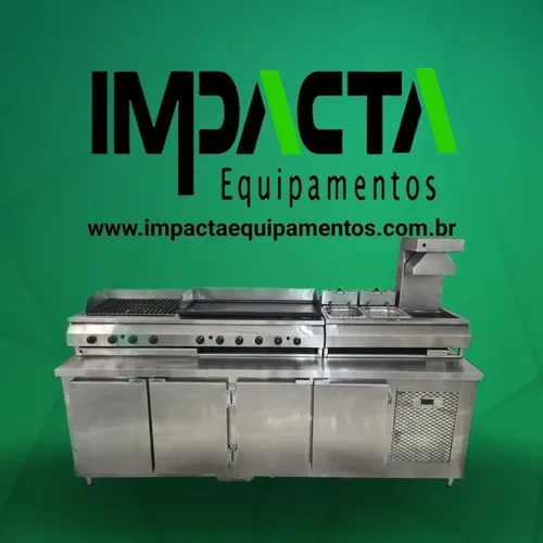 Estação inox, balcão refrigerado-montagem cozinha industrial, hamburgueria sob medida