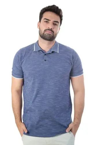 Camisa Gola Polo Masculina de Manga Curta em Malha Flamê