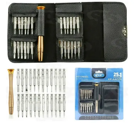 Kit Chaves De Precisão Fenda Torx Philips Multiuso 25 Em 1