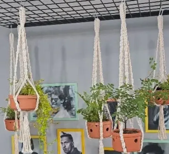 Suporte para planta em macrame