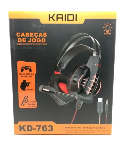 Fone De Ouvido Para Jogo Headset Gamer PC Notebook PS4 Xbox One Kaidi KD-763 Novo na Caixa