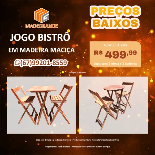 Mesa Bistro em Madeira Maciça