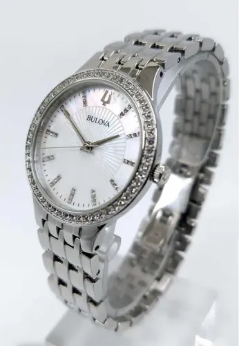 (NOVO!) RELÓGIO BULOVA MADREPÉROLAS CRISTAIS