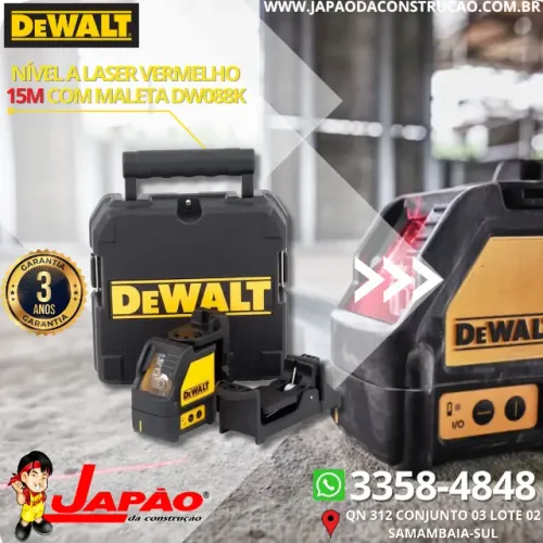 Nível a Laser Profissional Vermelho 15M Com Maleta Dewalt 3 Anos de Garantia