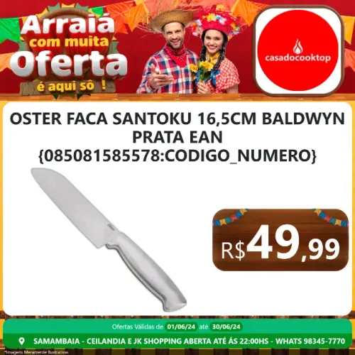 Oster faca santoku 16,5cm baldwyn - prata