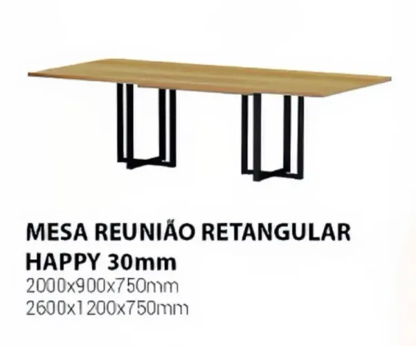 Mesa de Reunião Retangular Happy 30mm