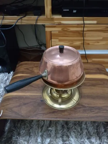 Antigo jogo de Fondue em cobre