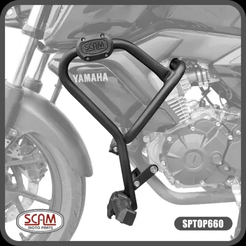 Protetor De Motor Carenagem Com Pedaleira YAMAHA FZ15 2023 Preto Fosco SCAM SPTOP660