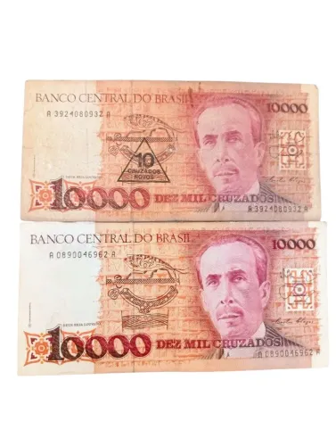 Cédulas 10.000 cruzados e 10.000 cruzados novos carlos chagas.