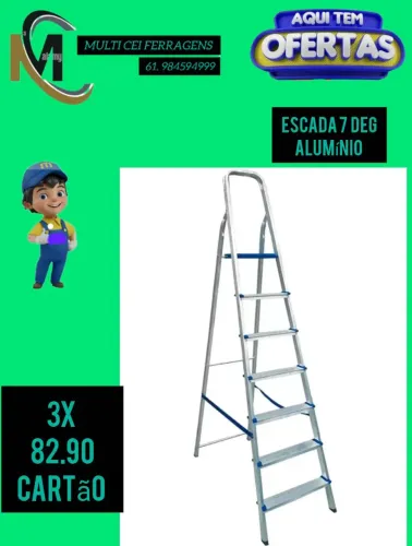 Escada 7 degraus, alumínio ,entregamos