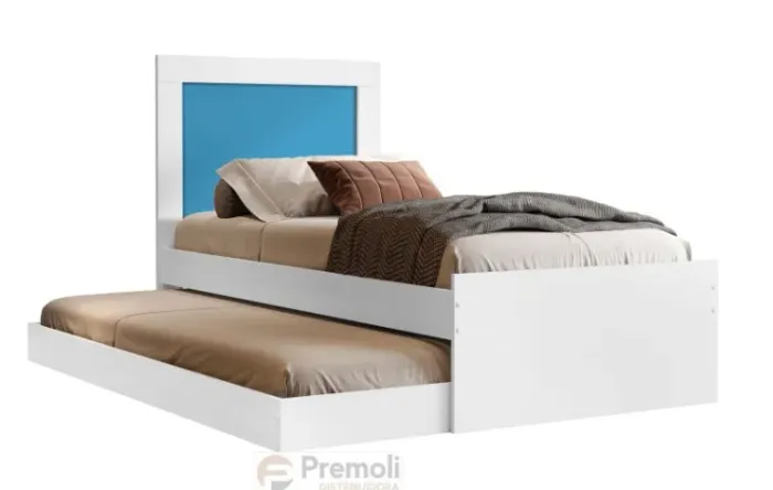 Cama Solteiro Bibox Luara C/ Auxiliar FLEX Pinel Rosa / Azul 100% MDF