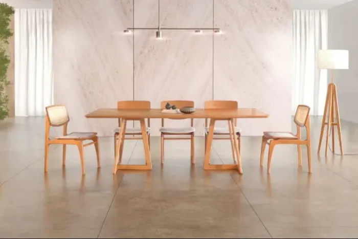 Mesa de Jantar com 8 Cadeiras com Telinha 200x100x76cm DIVIDIMOS EM ATÉ 10X SEM JUROS