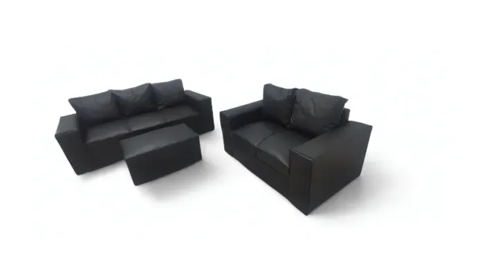 Conjunto de Sofás Courino 3 e 2 Lugares + Puff com Espuma D33