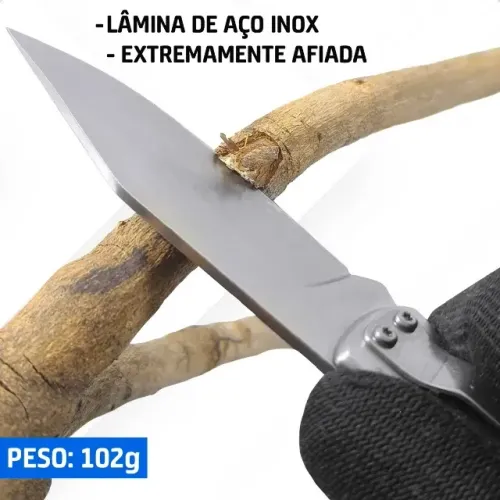 Canivete Inox De Bolso Retrátil Com Presilha E Trava