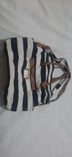 Bolsa imaginarium listrada tecido