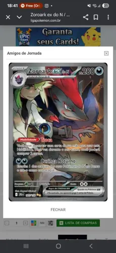 Carta pokemon ZOROARK EX DO N 185/159
