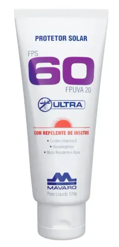 Protetor Solar Profissional Mavaro Ultra Fator 60 Com Repelente UVA e UVB 120ml Protetor