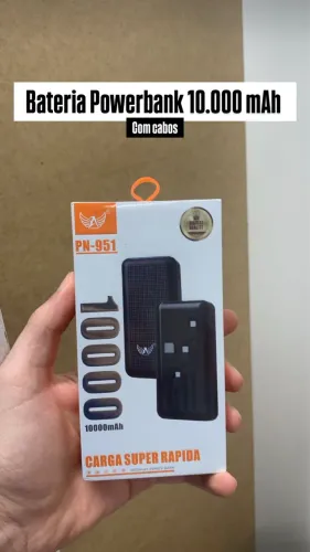 Bateria Powerbank 10.000 mAh com 4 cabos 