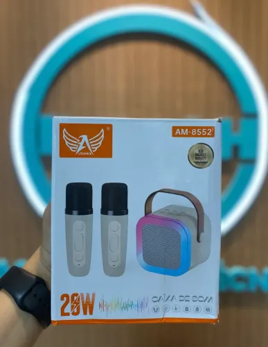 Caixa de som com microfone karaokê 