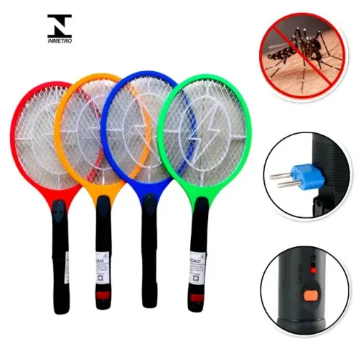 Raquete Elétrica Mata Mosquito Insetos Recarregável Bivolt