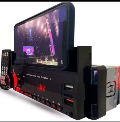 Som automotivo com suporte para celular