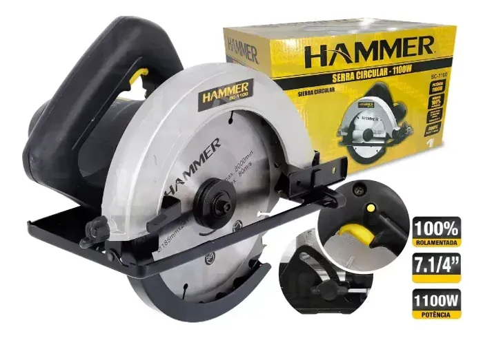 Serra Circular Para Madeira 7.1/4 1100 Watts Gysc1100 Hammer
