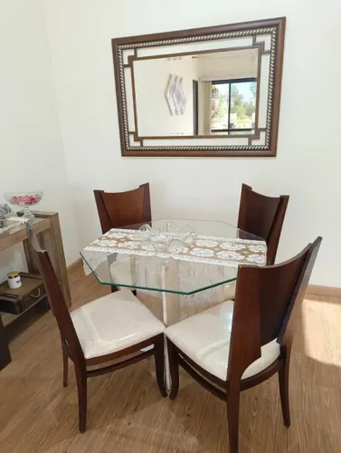 MESA JANTAR VIDRO + MÁRMORE 4L