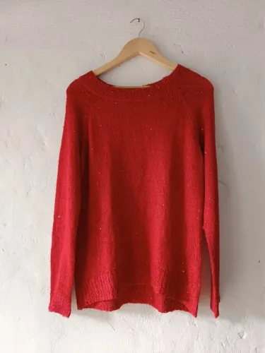 Blusa de Tricô Vermelha com Brilho Discreto ?
