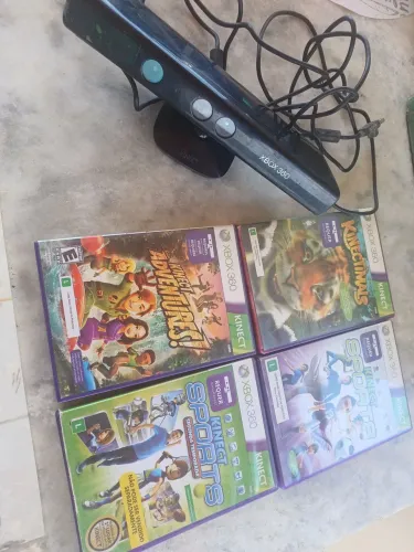 KINECT DE XBOX 360+4 JOGOS ORIGINAIS PARA SAIR LOGO