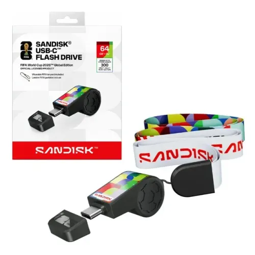 Pendrive SANDISK 64GB Edição Limitada da Copa do Mundo da FIFA 2026 - USB tipo C - Novo Na