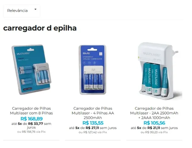 Carregador de Pilhas Diversos Modelos em até 8x no Cartão