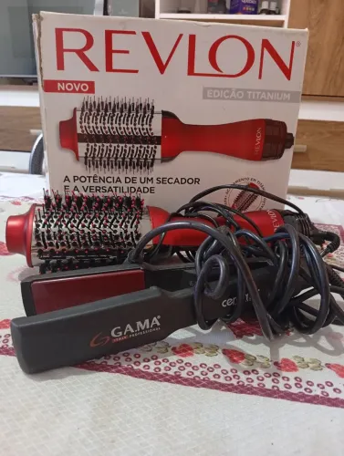 Escova Secadora Revlon + Chapinha Gama Profissional - Pouco Uso