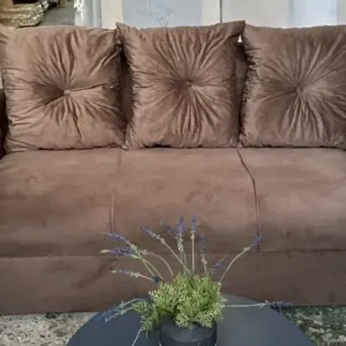 Sofa Pop Bela 3 / Lugares Veludo - almofadas soltas Pés em Madeira Variação d