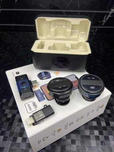 Microfone de lapela 2 em 1 - entrada tipo C e Lightning
