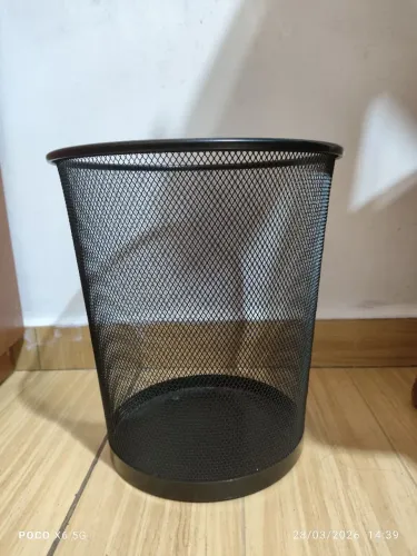 Lixeira redonda para escritório quarto telada malha grade metal  resistente 10 litros