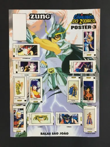 Pôster 3 Os Cavaleiros do Zodíaco Balas Zung Quase Completo Original 1994