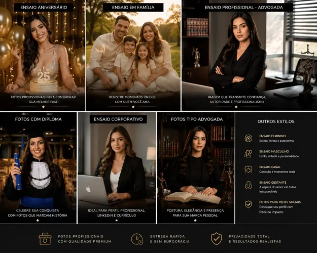 Transformo fotos simples em ensaio de luxo